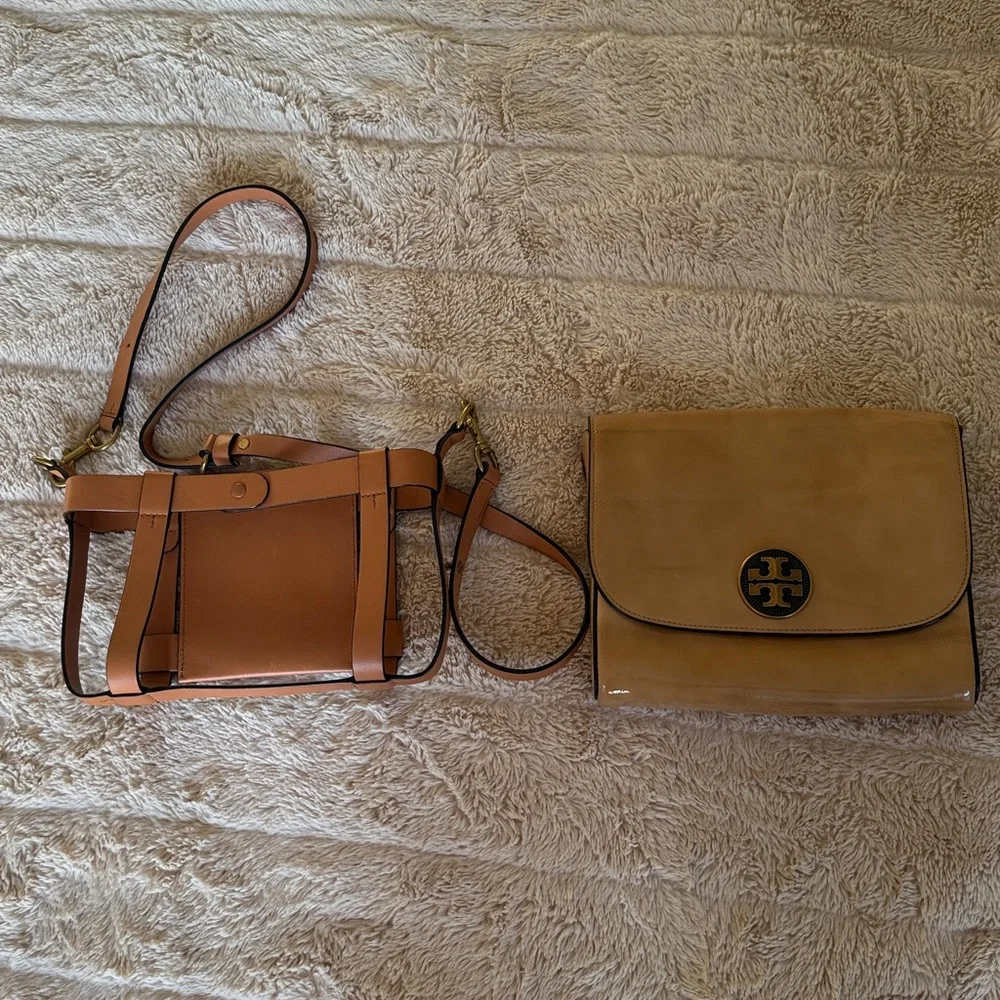 Tory Burch Alastair Pebbled Leather Shoulder Crossbody Bag Tan Convertible Bag - Picture 11 of 16